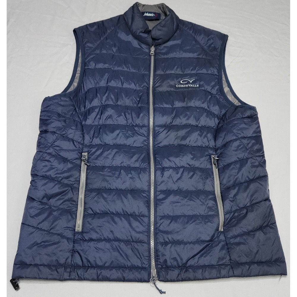 Johnnie-O Mens Wake Blue CordeValle Puffer Vest JMVT1170 Size Medium Navy Zip Up